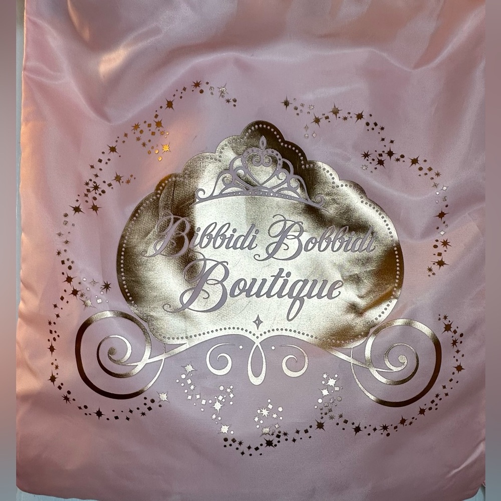 Disney Parks Bibbidi Bobbidi Boutique light pink & gold drawstring bag - Picture 3 of 6